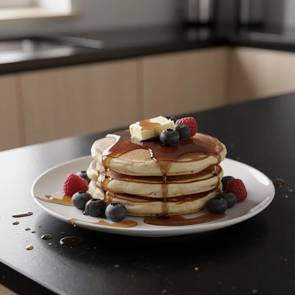 Puszyste amerykańskie pancakes z syropem klonowym