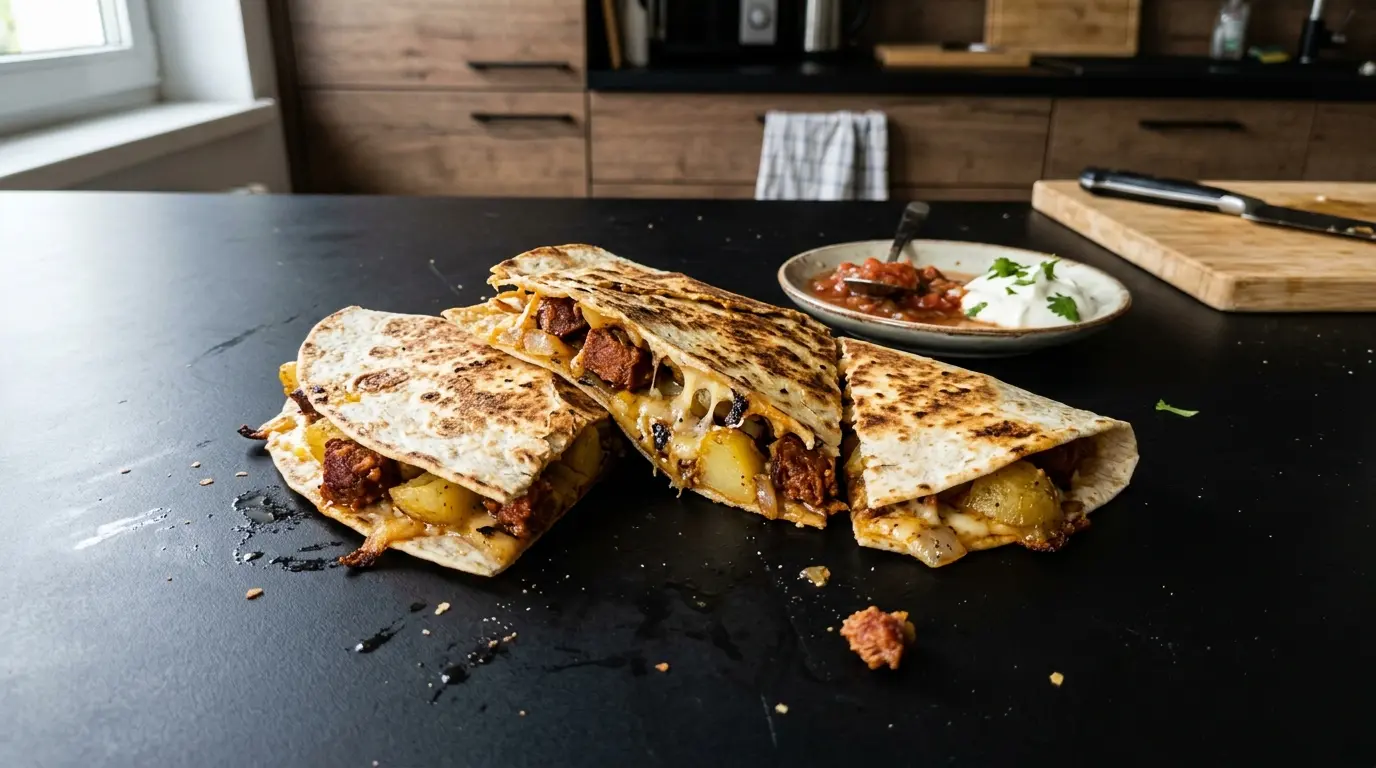 Quesadillas z chorizo i ziemniakami