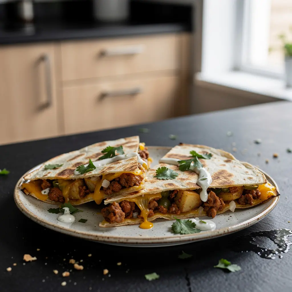 Quesadillas z chorizo i ziemniakami