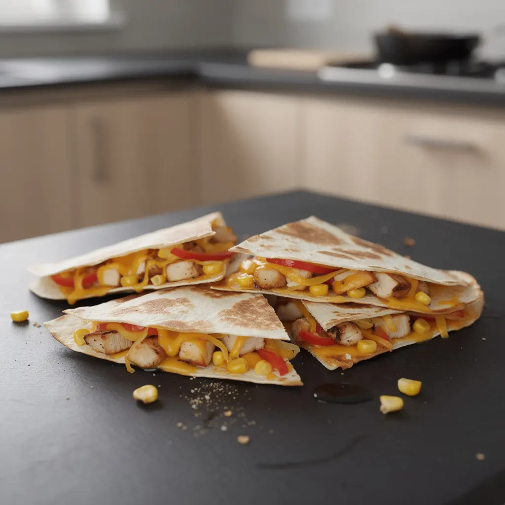 Quesadillas mit Hähnchen, Paprika und Mais