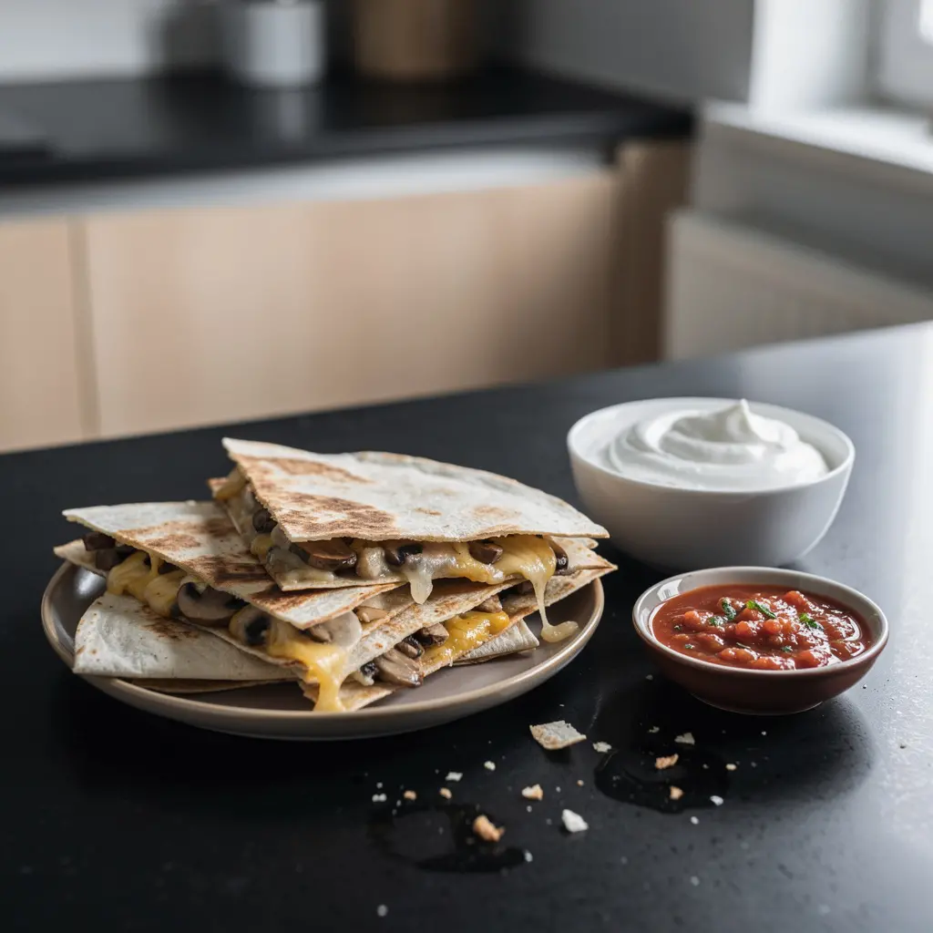 Quesadillas mit Käse und Champignons