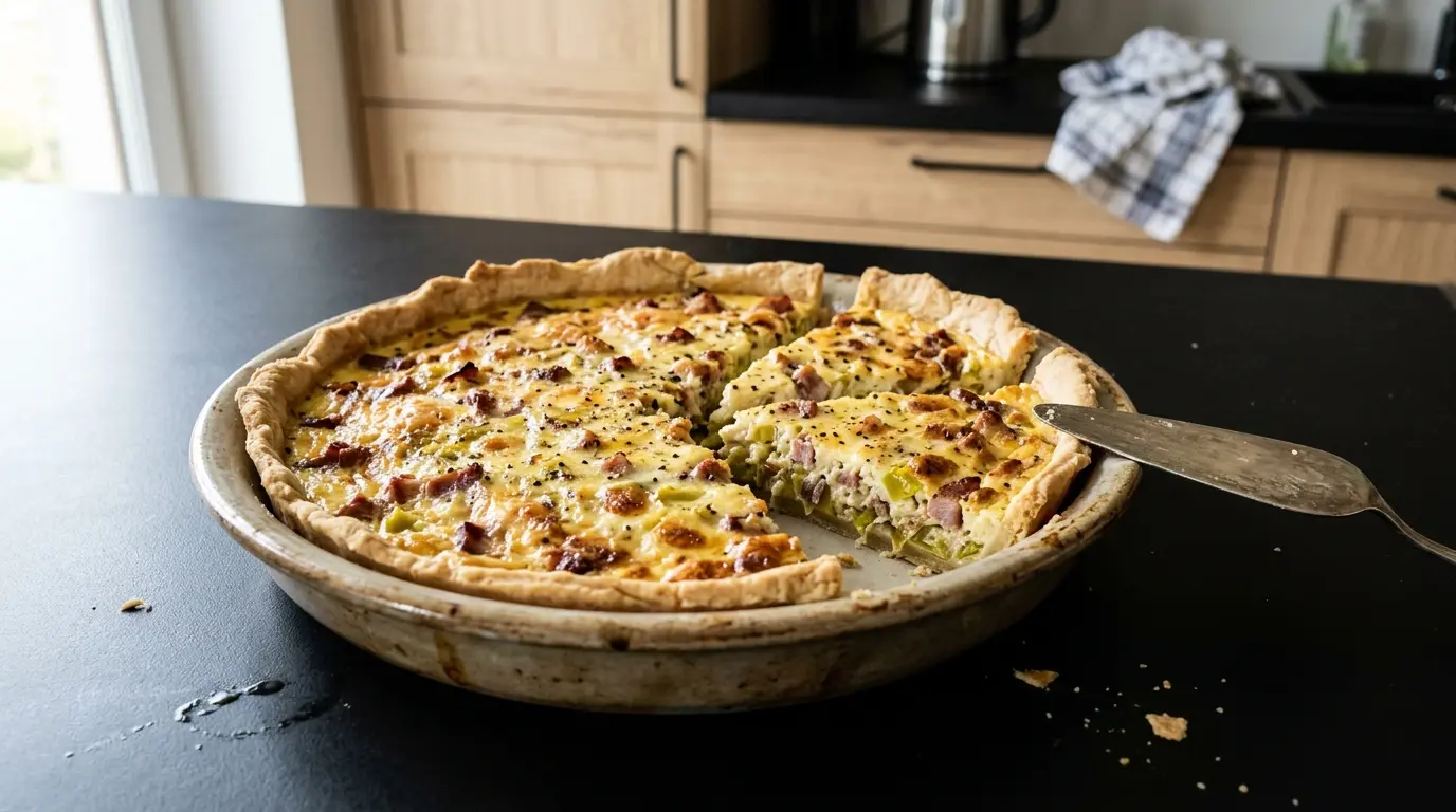 Quiche z porami i boczkiem na kruchym cieście