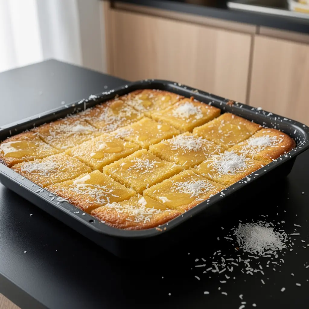 Revani – Turkish semolina cake soaked in lemon syrup