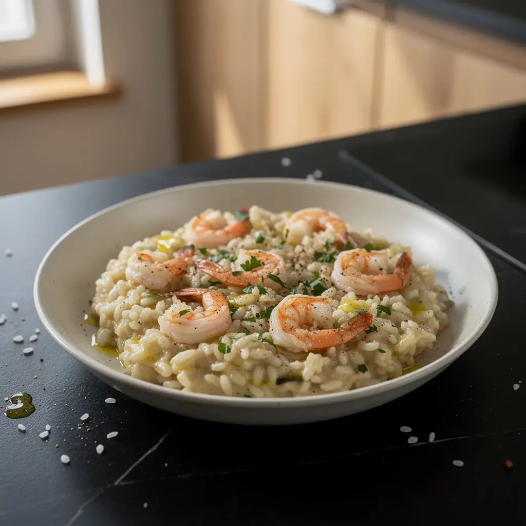 Shrimp Risotto with Garlic and White Wine