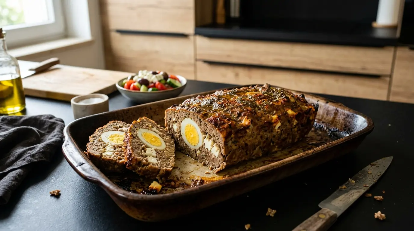 Rolo kima – griechischer falscher Hase mit Ei und Feta