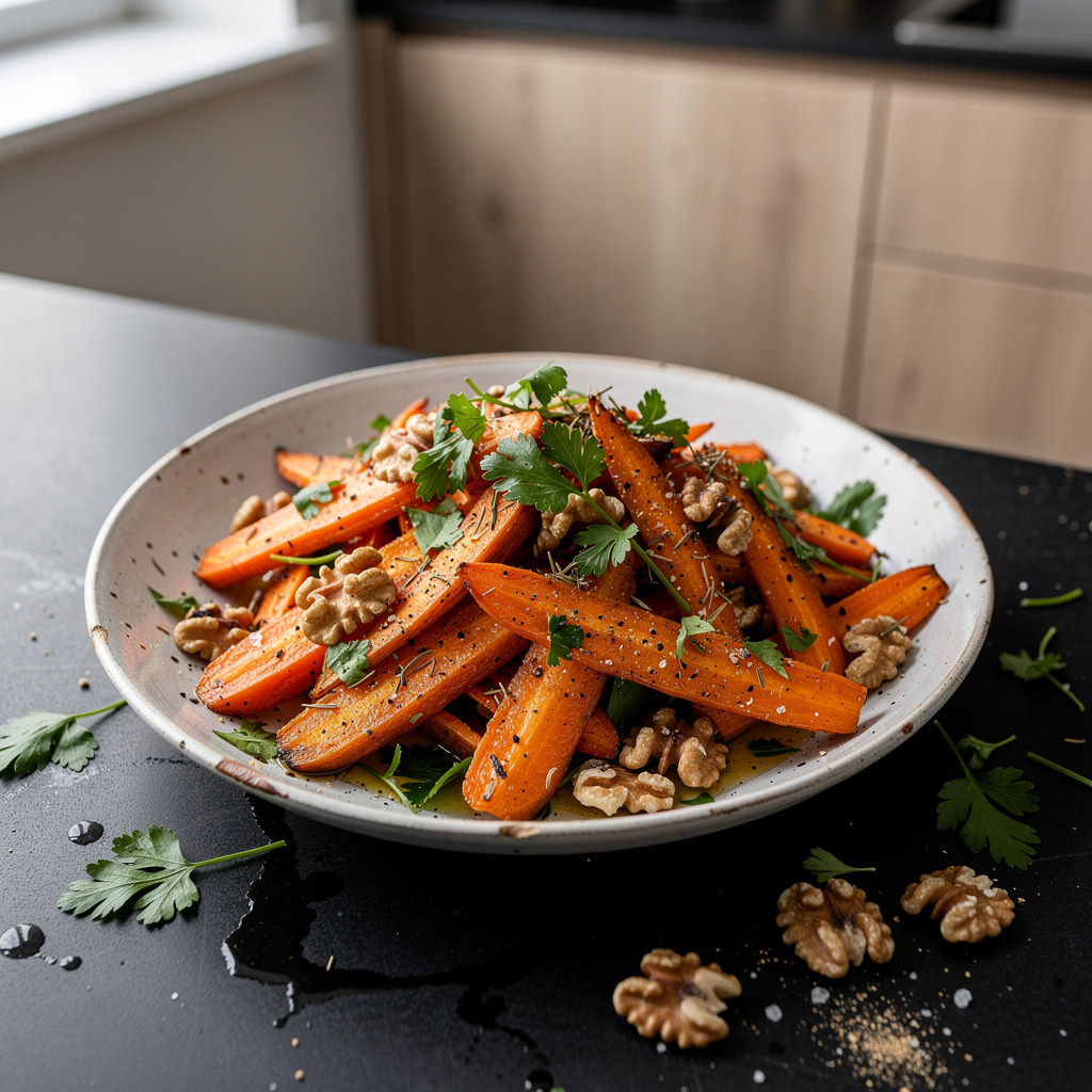 Salade de carottes rôties au miel – sałatka z pieczonej marchewki z miodem i tymiankiem