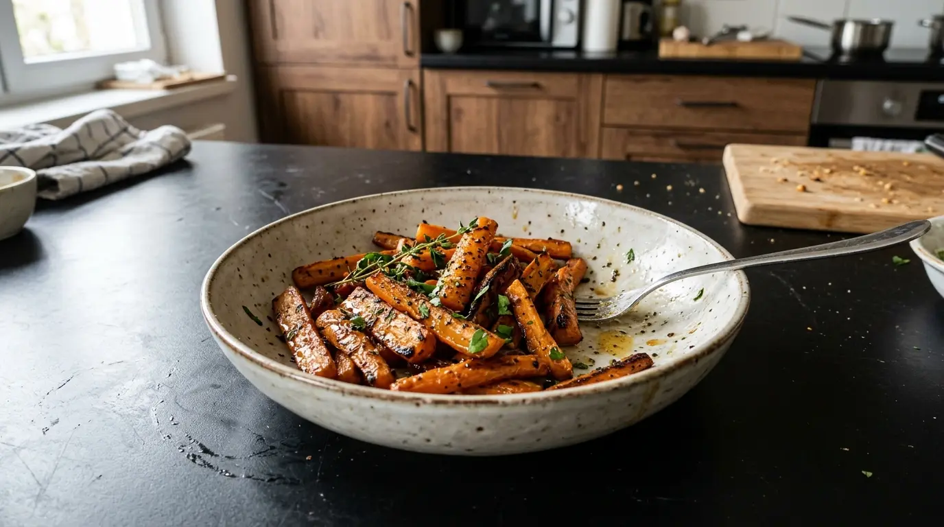 Salade de carottes rôties au miel – sałatka z pieczonej marchewki z miodem i tymiankiem