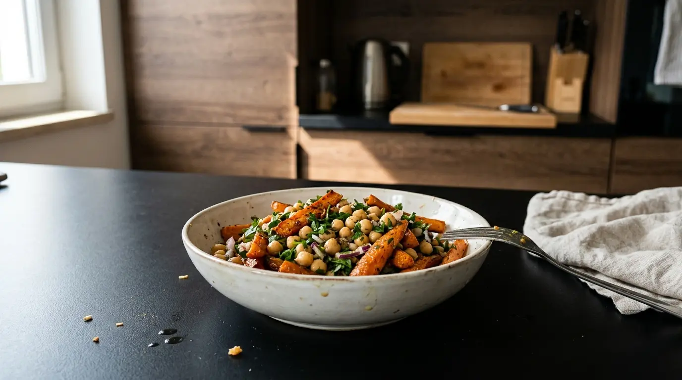 Salade de carottes rôties et pois chiches – sałatka z pieczonej marchewki i ciecierzycy