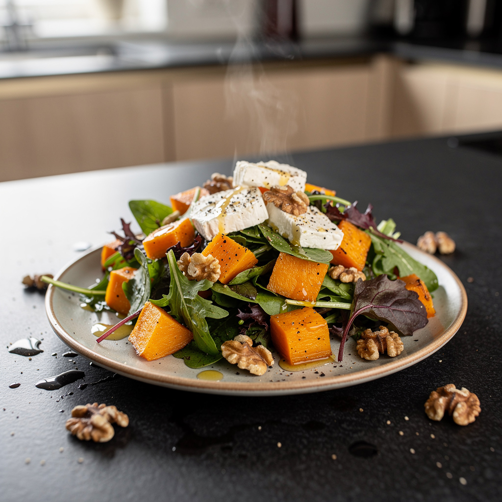 Salade de chèvre et courge butternut rôtie – sałatka z kozim serem i pieczoną dynią piżmową
