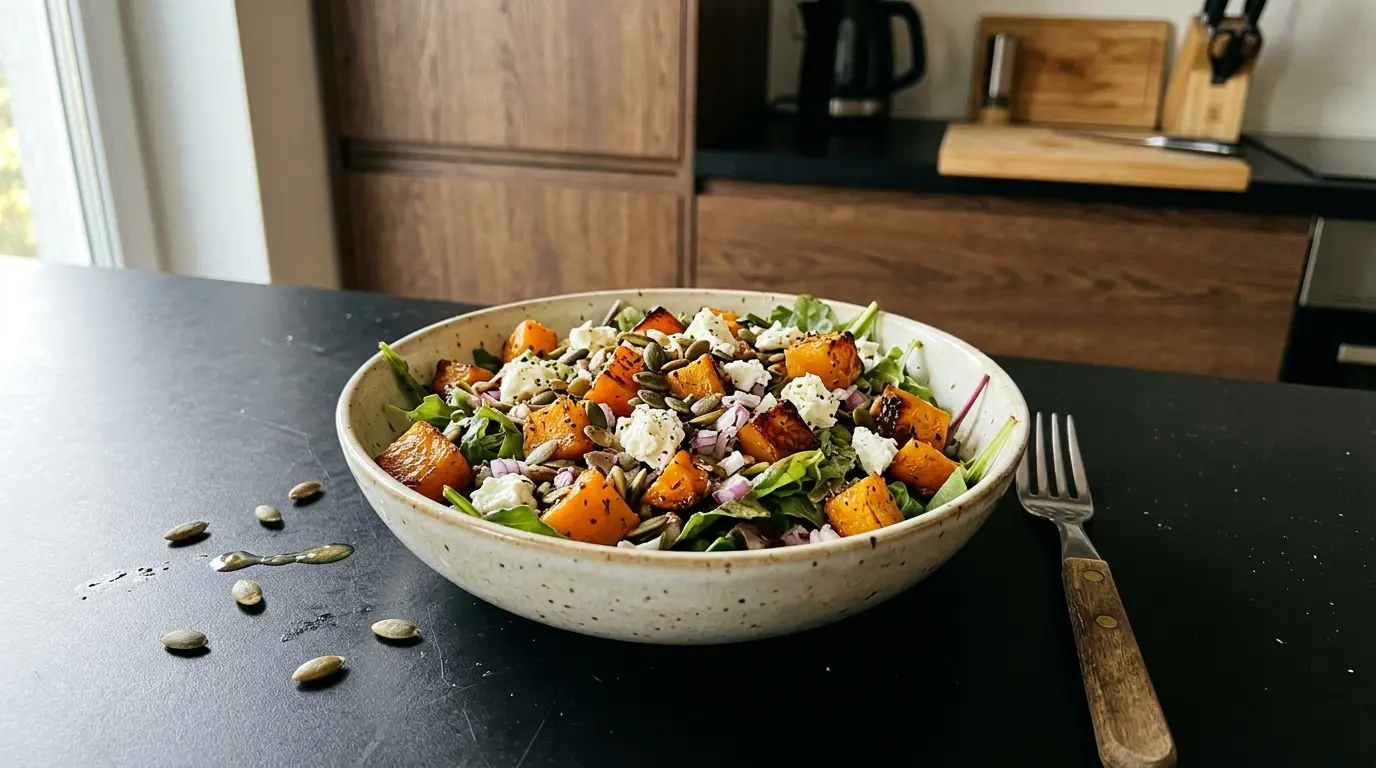 Salade de chèvre et courge rôtie – sałatka z kozim serem i pieczoną dynią