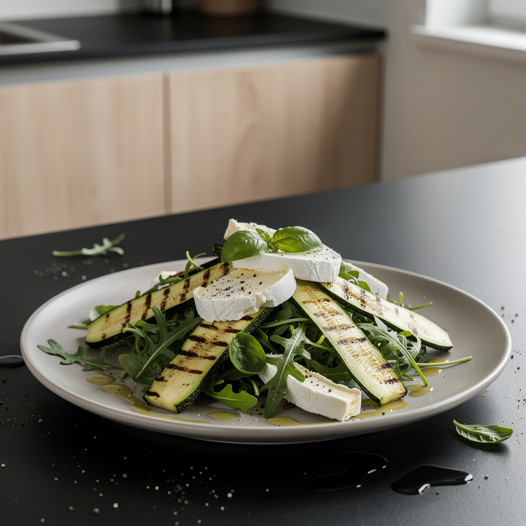 Salade de chèvre et courgettes grillées – sałatka z kozim serem i grillowaną cukinią