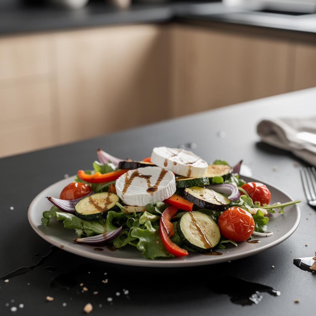 Salade de chèvre et légumes rôtis – sałatka z kozim serem i pieczonymi warzywami