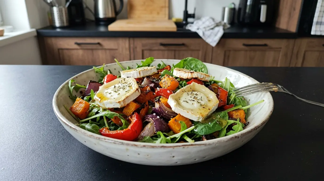 Salade de chèvre et légumes rôtis – sałatka z kozim serem i pieczonymi warzywami