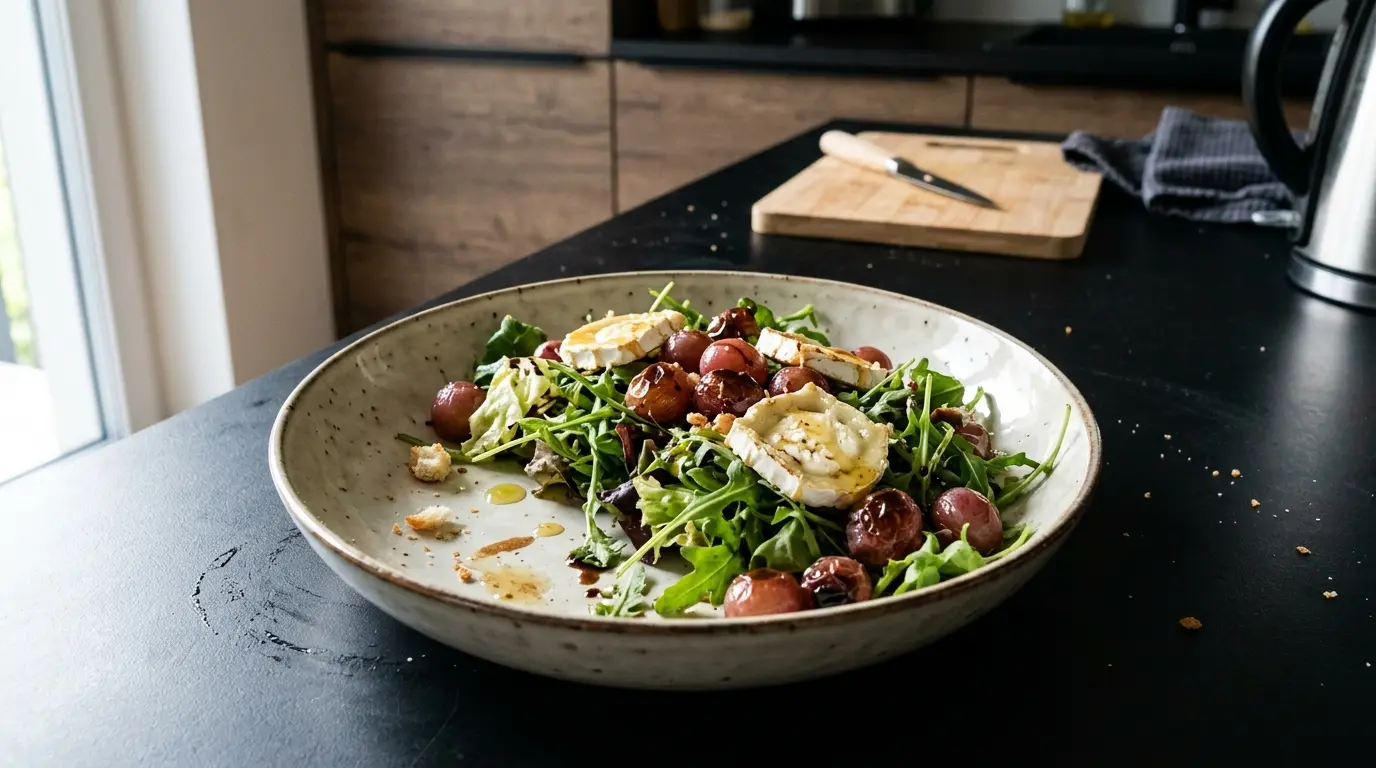 Salade de chèvre et miel z pieczonymi winogronami