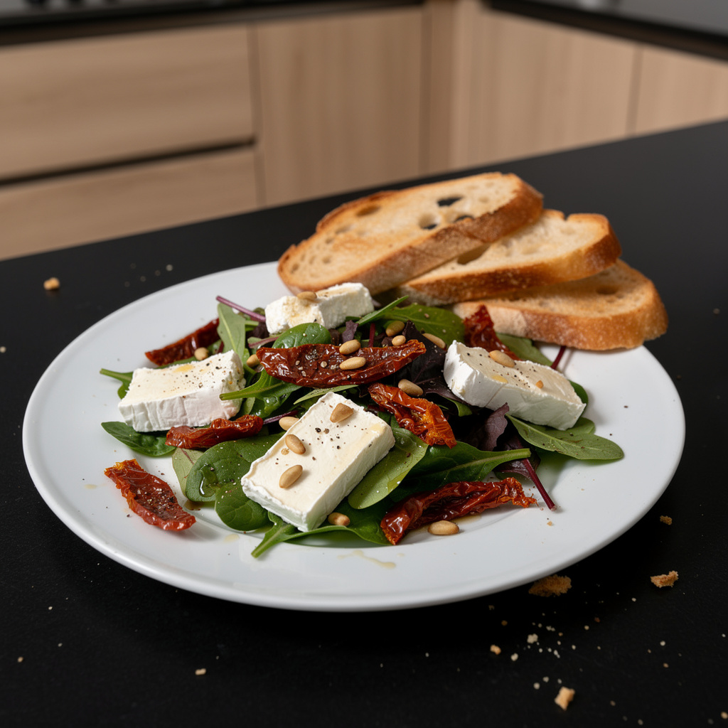Salade de chèvre et tomates séchées – sałatka z kozim serem i suszonymi pomidorami