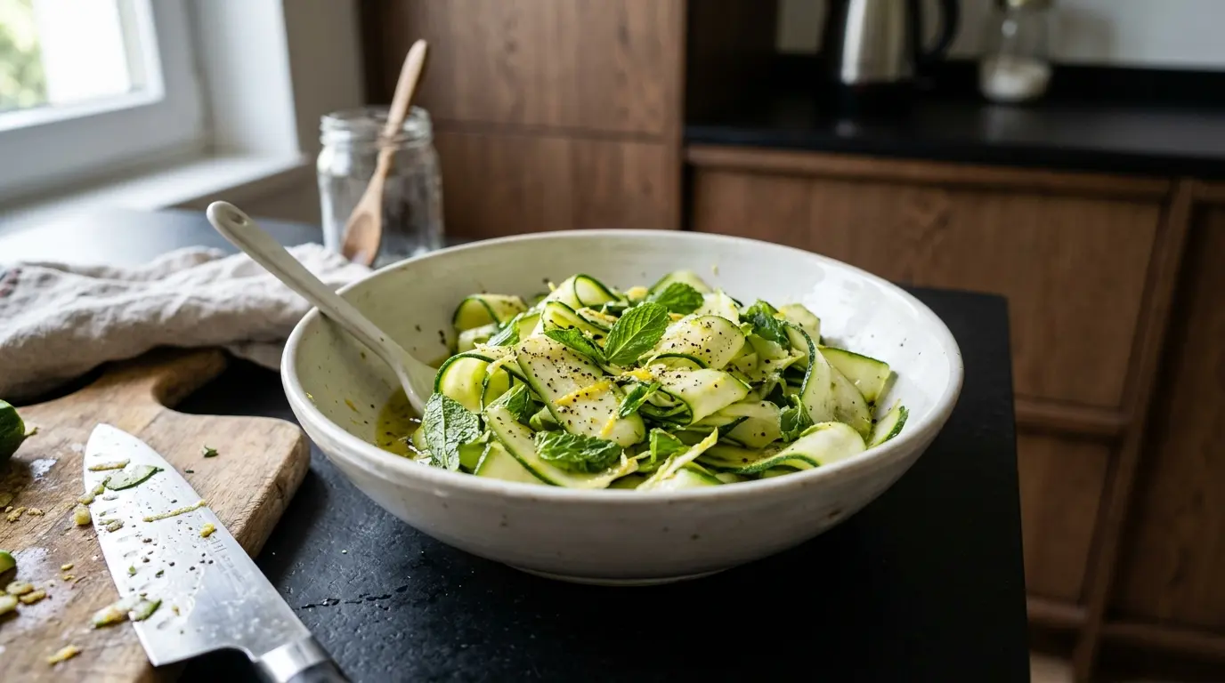 Salade de courgettes marinées au citron – marynowana cukinia z cytryną i miętą