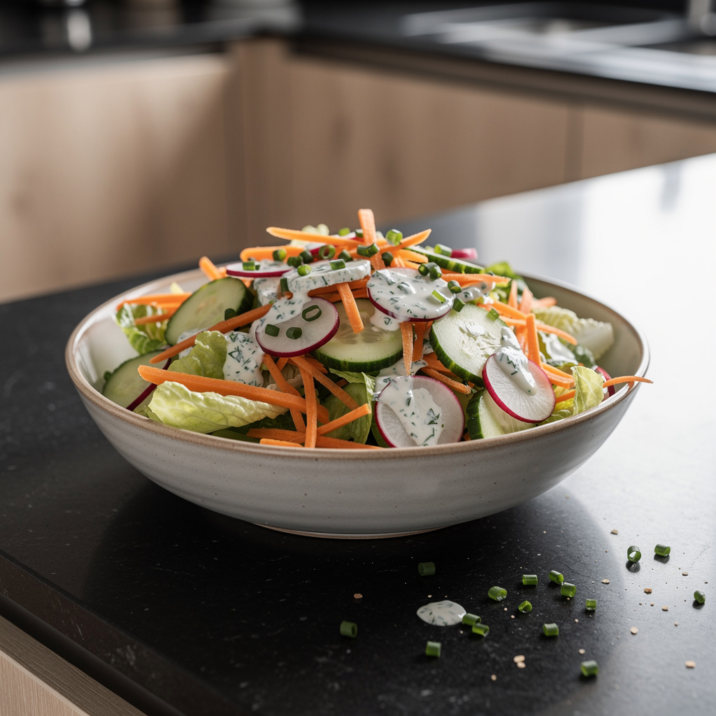 Salade de crudités z jogurtowym sosem ziołowym