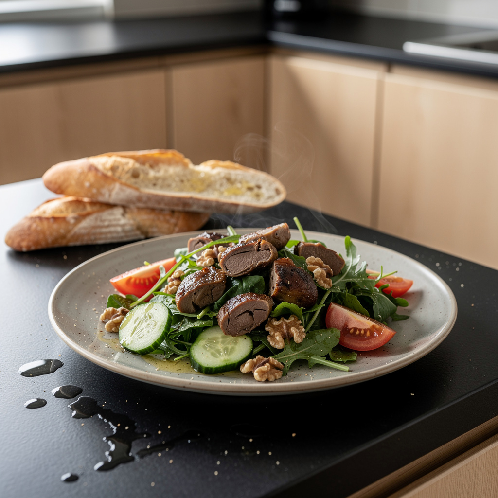 Salade de gésiers – sałatka z żołądkami z kaczki i chrupiącą sałatą