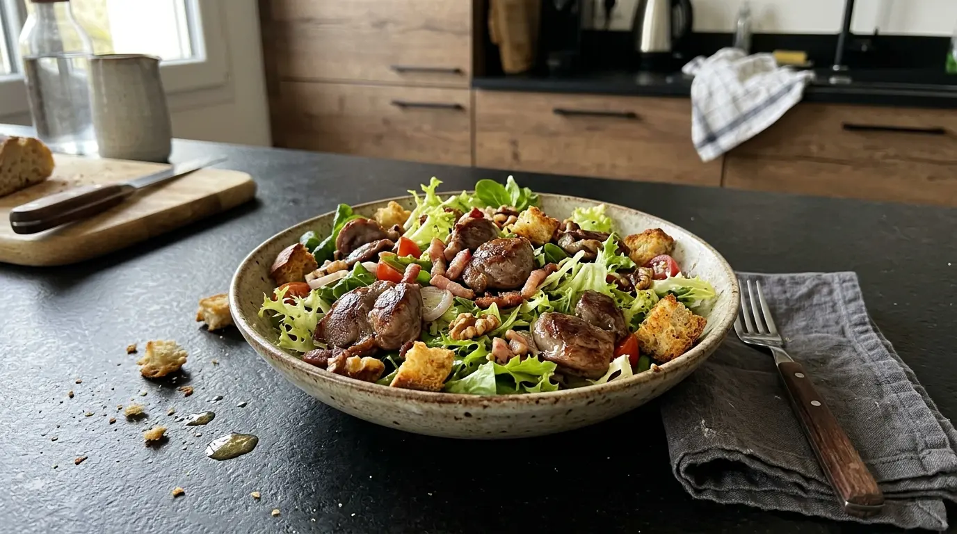 Salade de gésiers – sałatka z żołądkami z kaczki i chrupiącą sałatą