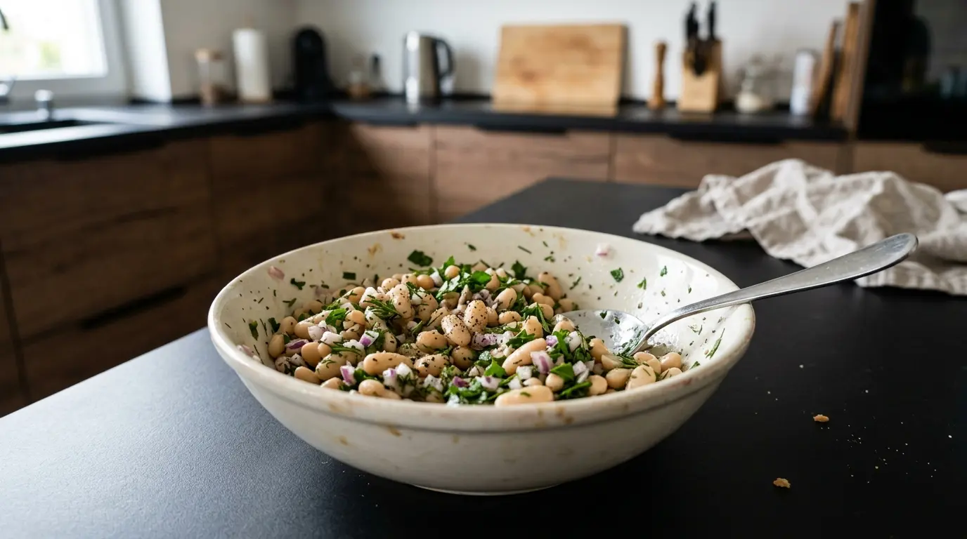 Salade de haricots blancs à la française – sałatka z białej fasoli z ziołowym winegretem