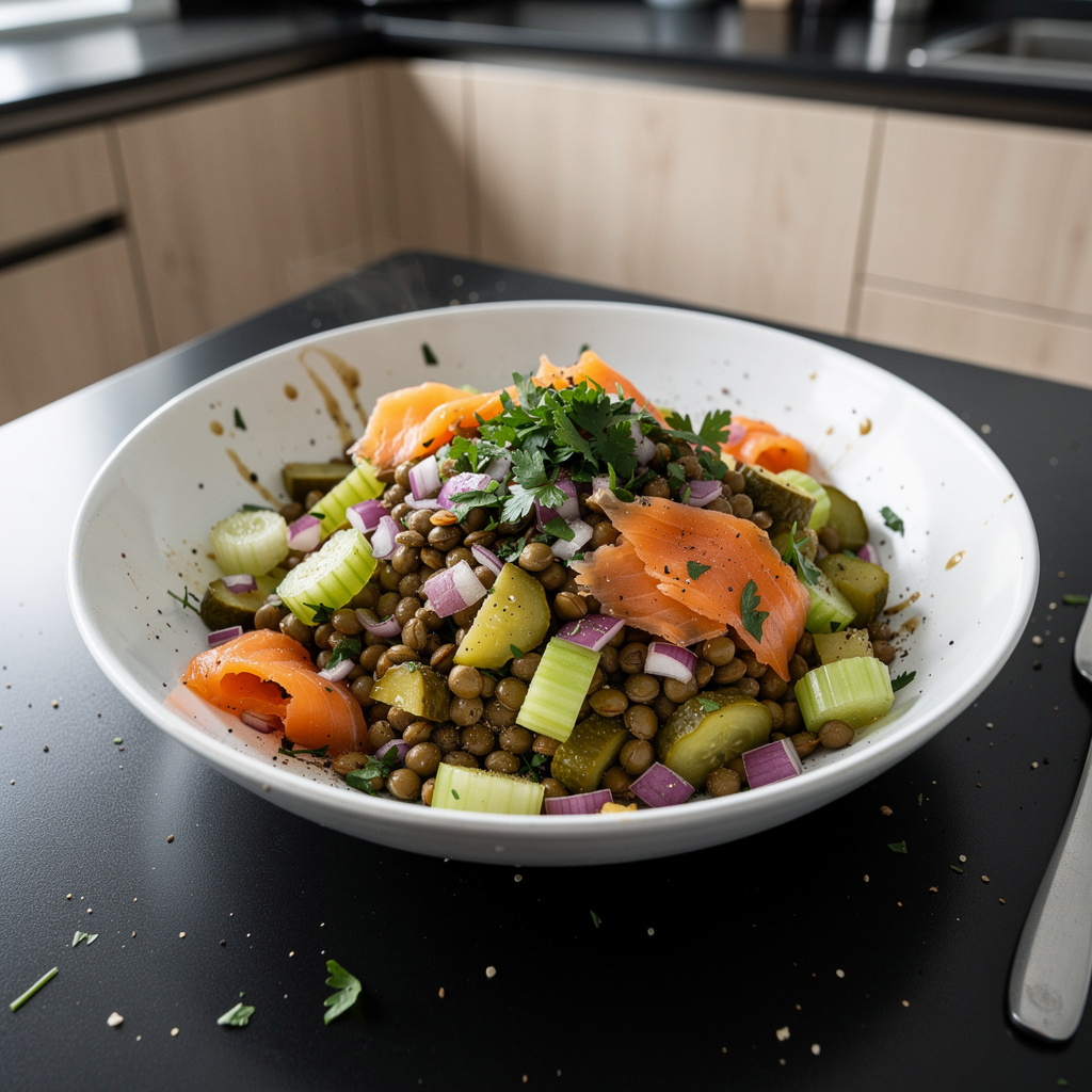 Lentil Salad with Smoked Salmon
