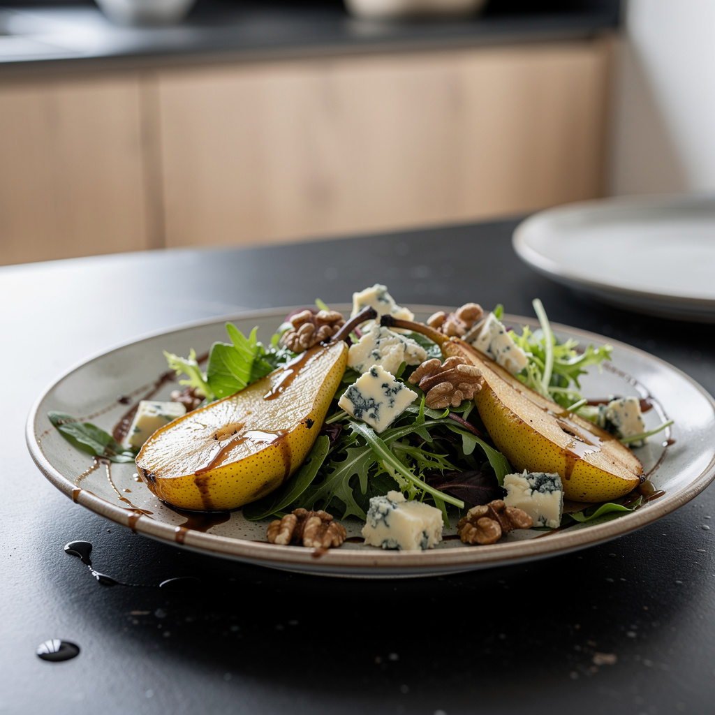 Roasted Pear and Blue Cheese Salad