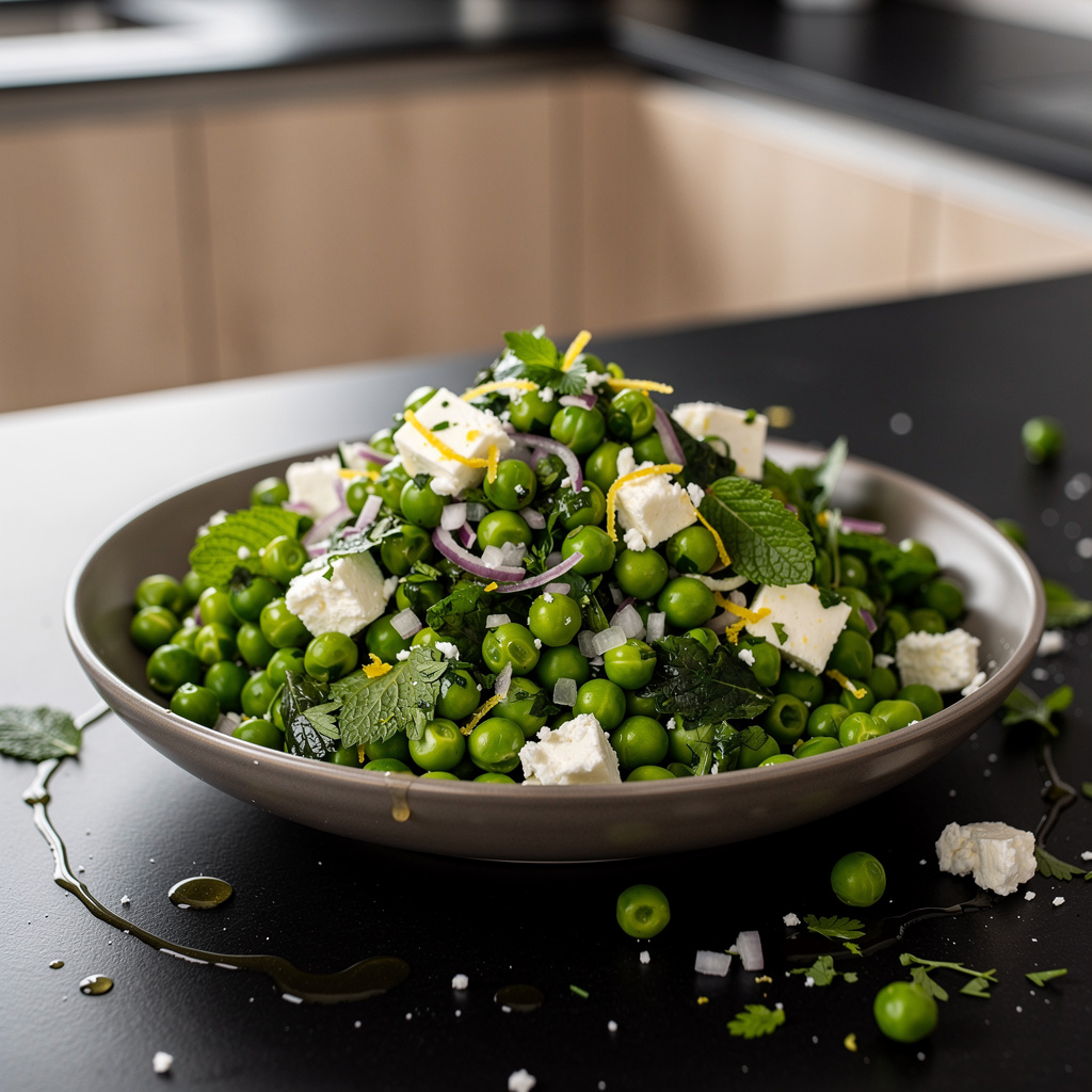 Salade de pois verts z fetą i miętą