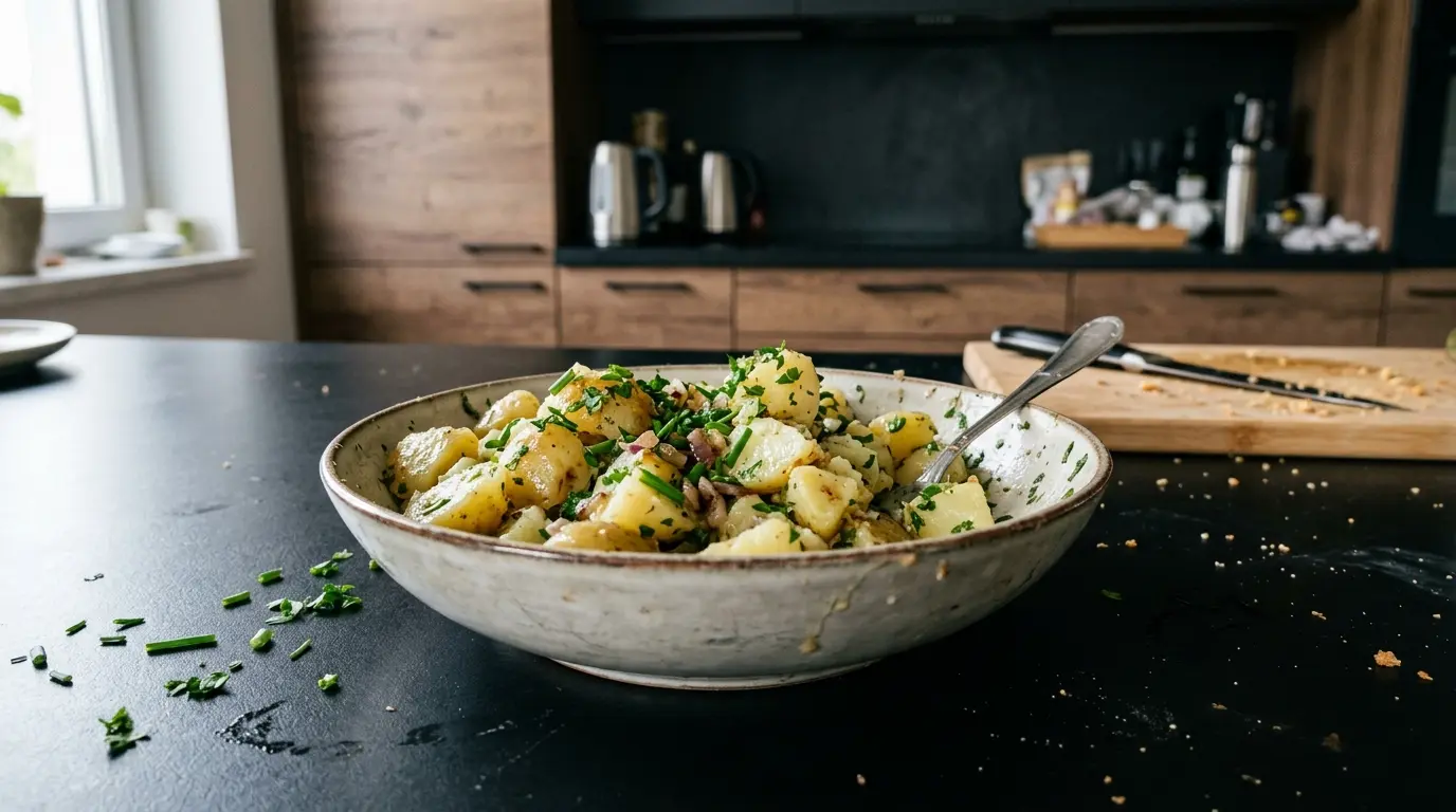 Salade de pommes de terre à la vinaigrette tiède – ciepła sałatka ziemniaczana z winegretem