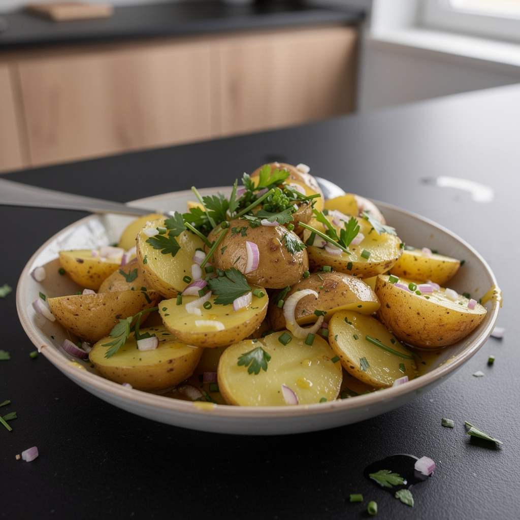 Salade de pommes de terre à la vinaigrette tiède – ciepła sałatka ziemniaczana z winegretem