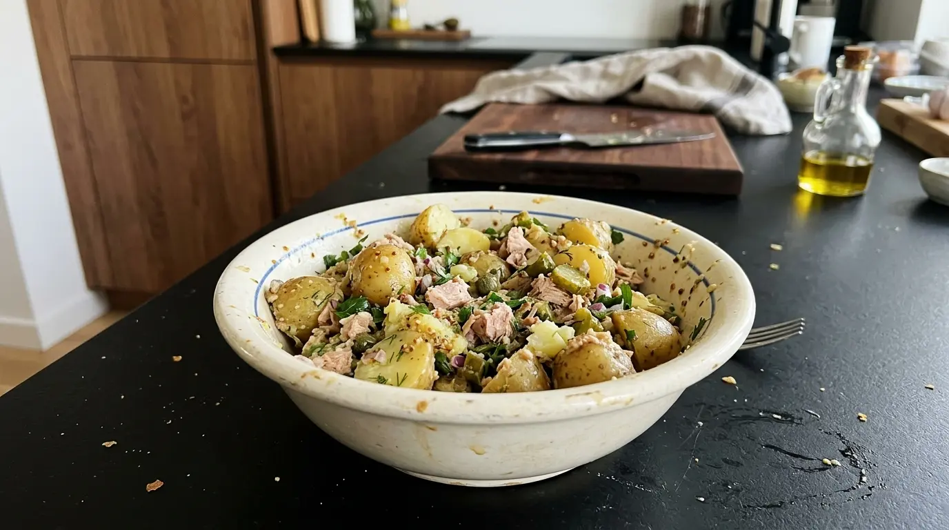 Salade de pommes de terre au thon – sałatka ziemniaczana z tuńczykiem po francusku