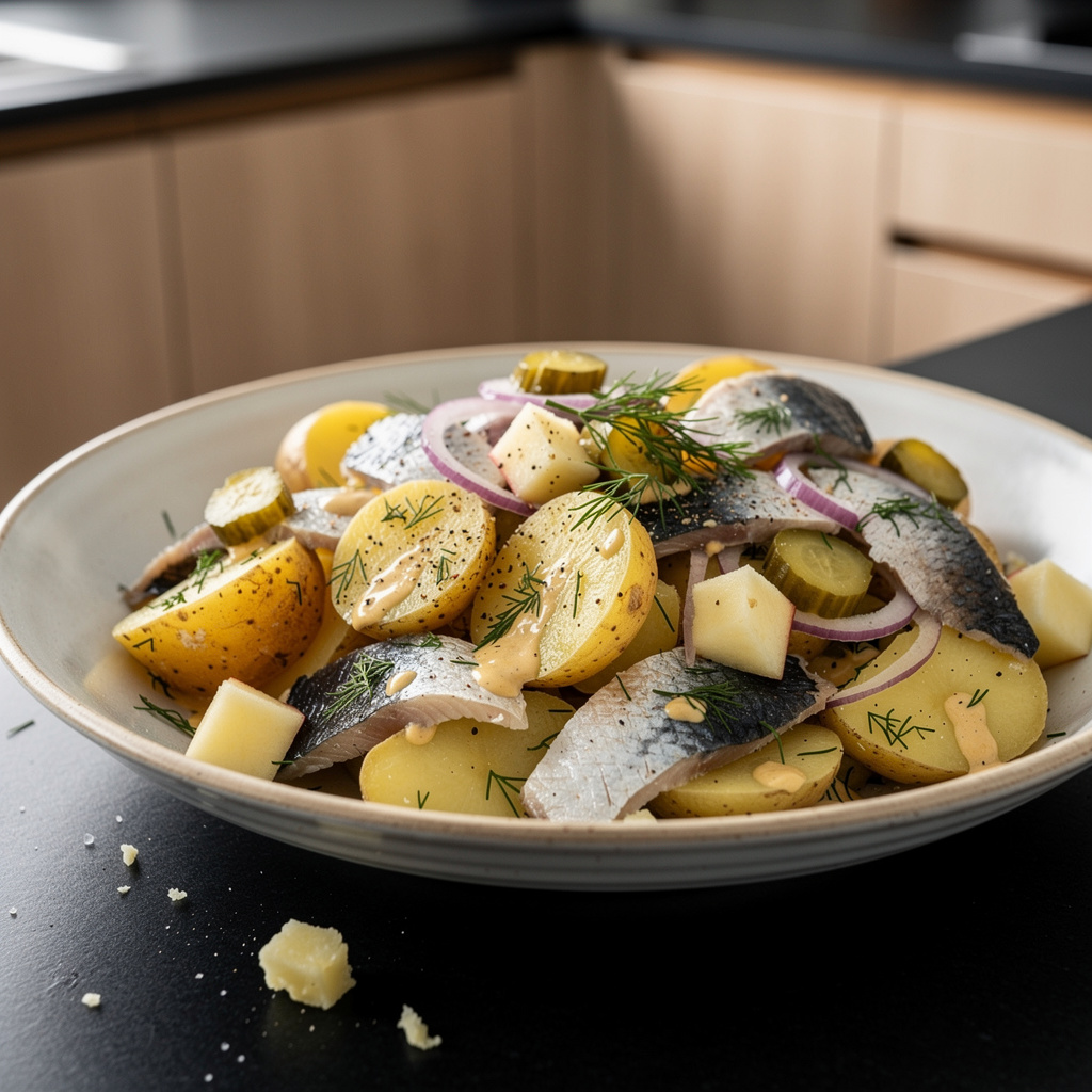 Salade de pommes de terre et hareng – francuska sałatka ziemniaczana ze śledziem