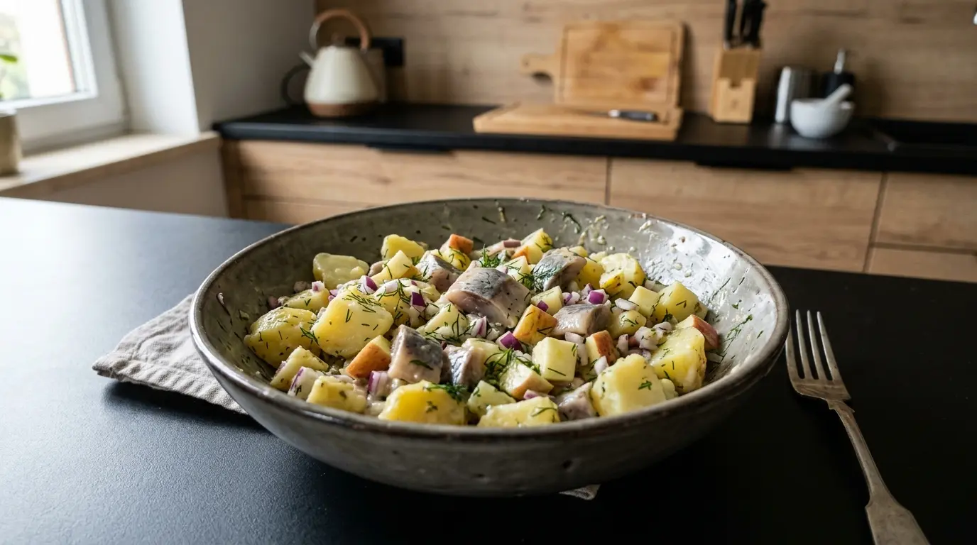 Salade de pommes de terre et hareng – francuska sałatka ziemniaczana ze śledziem