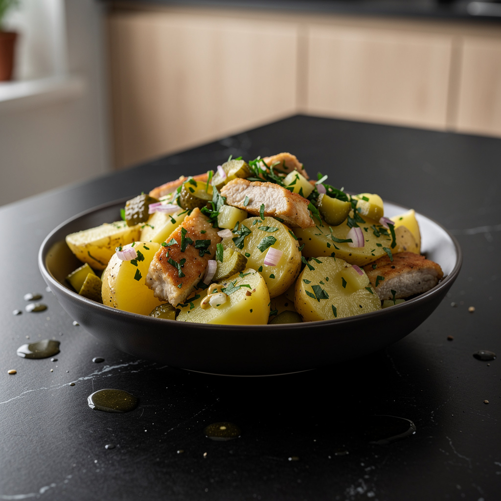 Salade de pommes de terre et poulet – sałatka ziemniaczana z kurczakiem