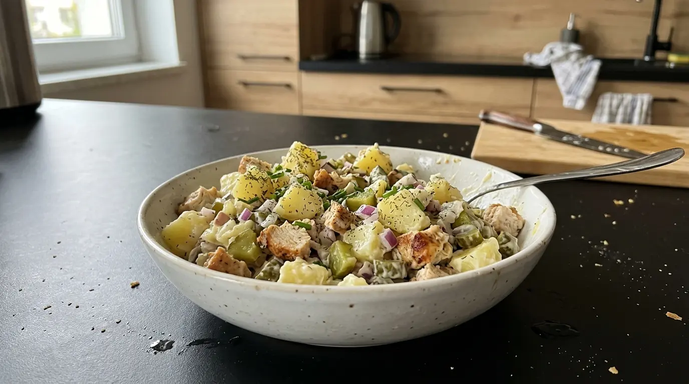 Salade de pommes de terre et poulet – sałatka ziemniaczana z kurczakiem