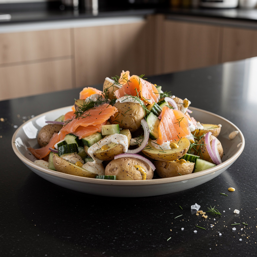 Salade de pommes de terre et saumon fumé – ensalada de patata con salmón ahumado