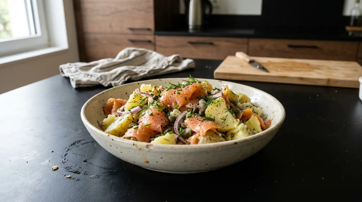 Salade de pommes de terre et saumon fumé – sałatka ziemniaczana z wędzonym łososiem