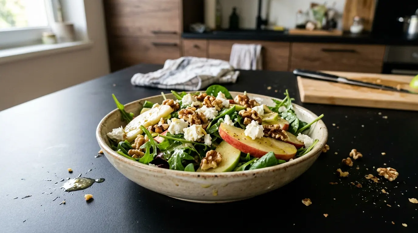 Apple and Fresh Goat Cheese Salad with Walnuts