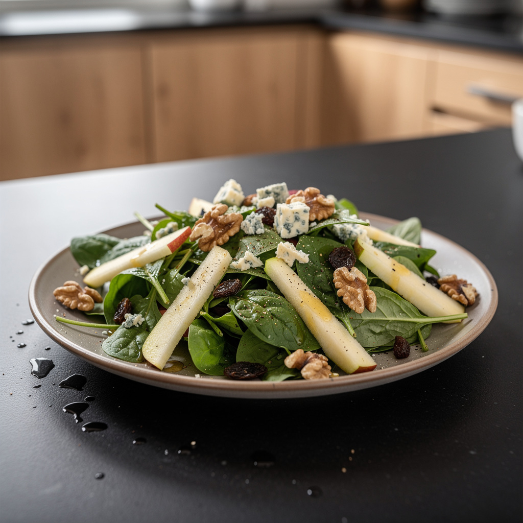 Salade de pommes et noix au fromage bleu