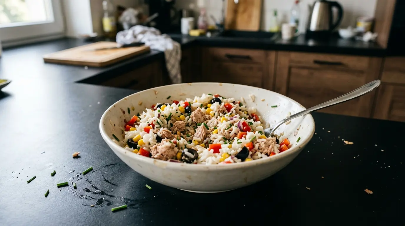 Französischer Reissalat mit Thunfisch und Gemüse