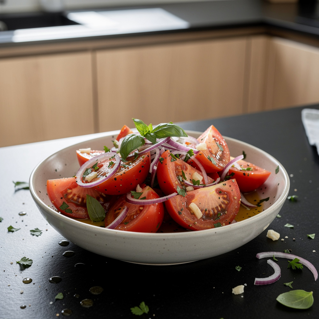 Salade de tomates à la française – tomato salad with herb vinaigrette