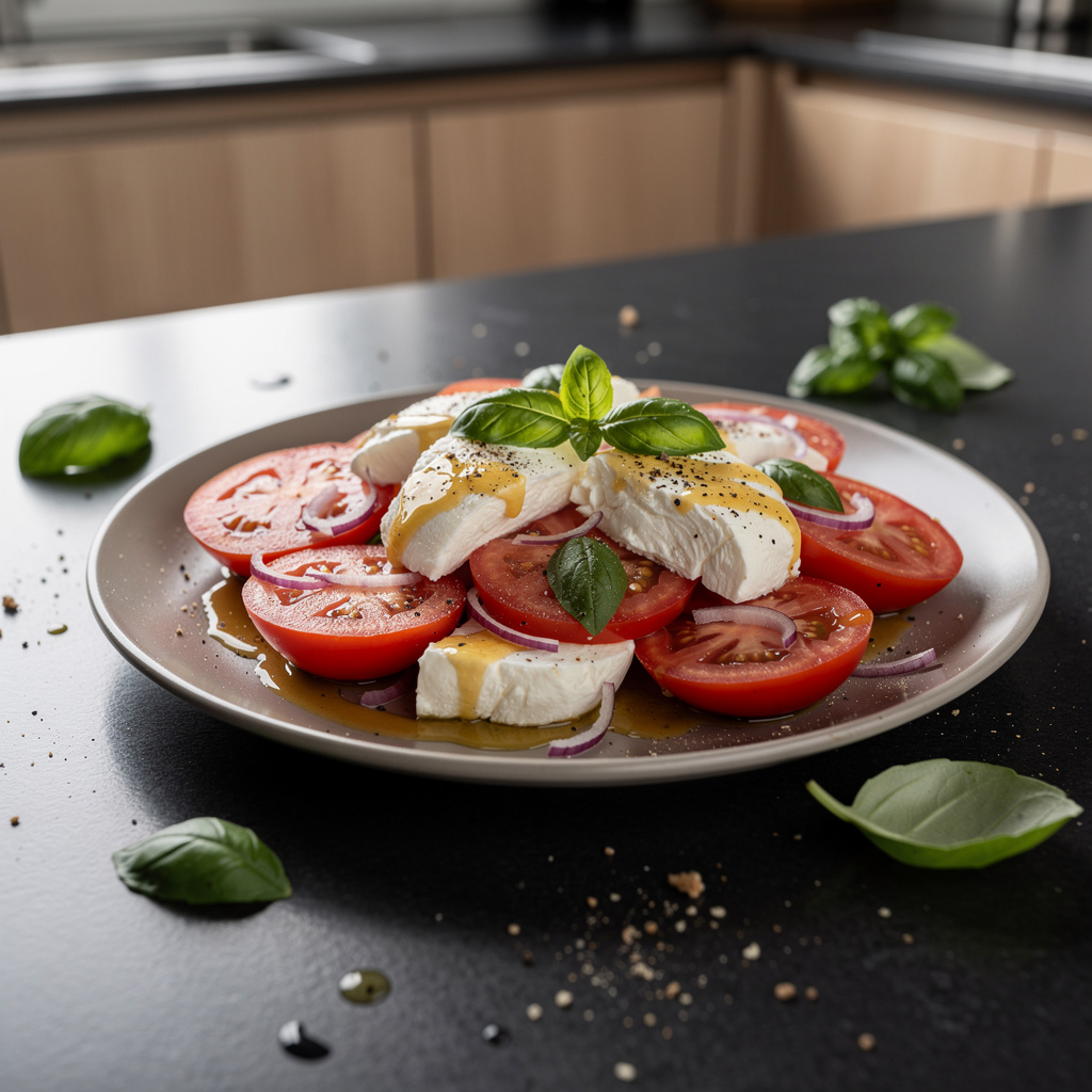 French-Style Tomato and Mozzarella Salad with Mustard Dressing