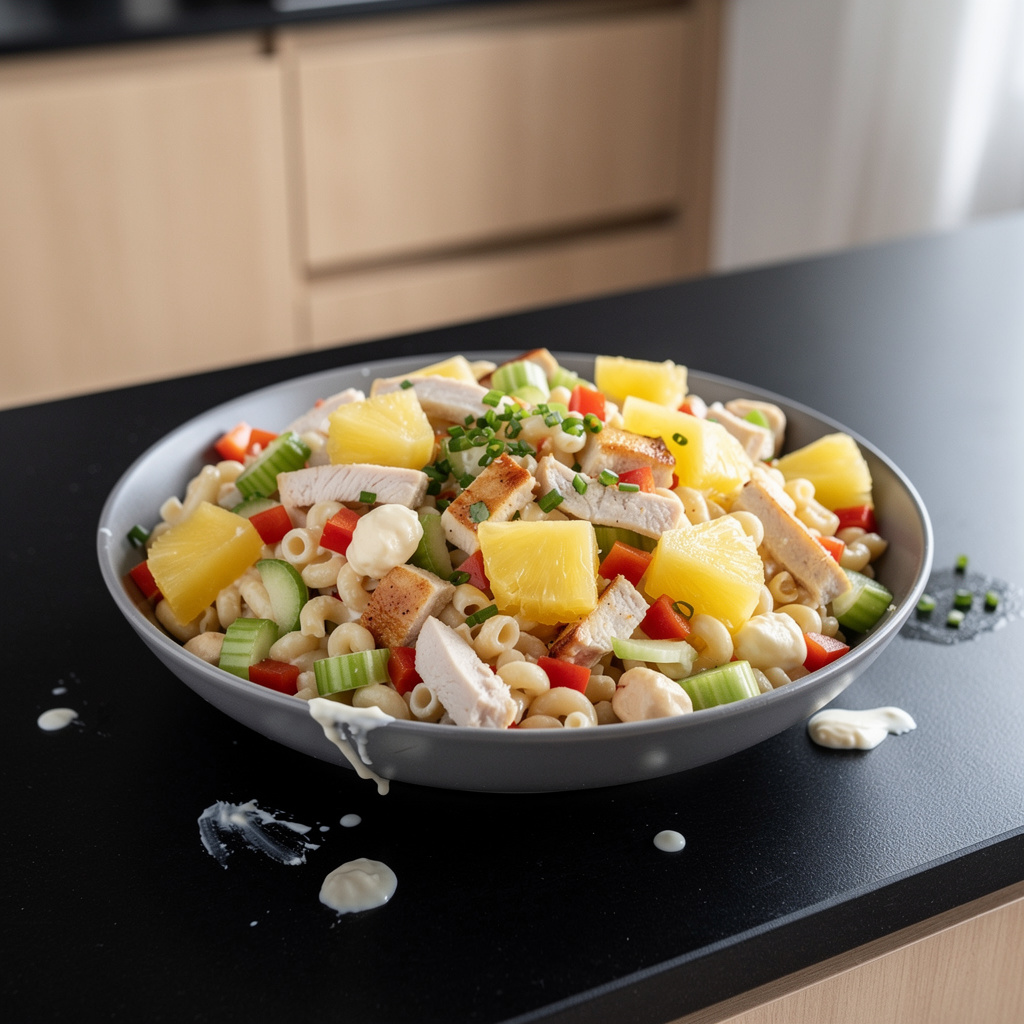 American-Style Pasta Salad with Chicken and Pineapple