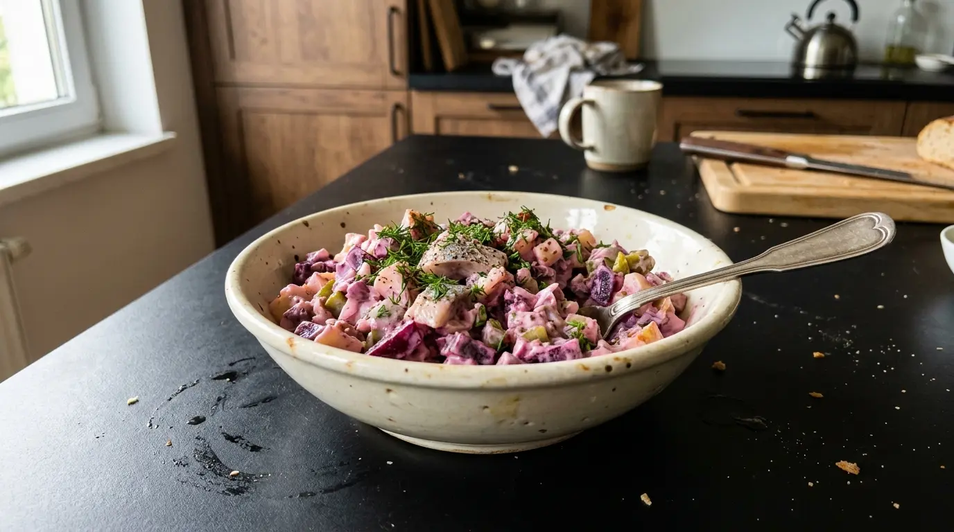 Sałatka śledziowa Matjessalat z burakiem