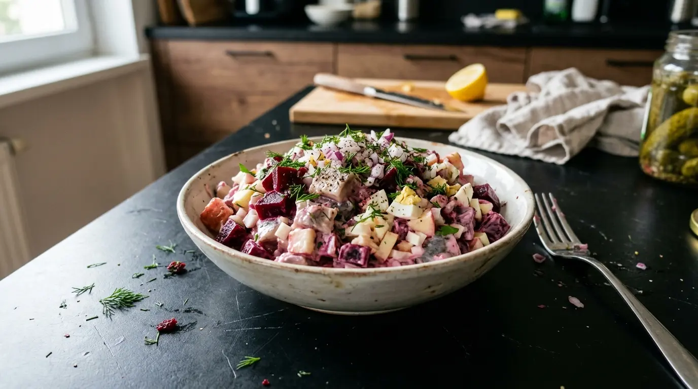 Sałatka śledziowa z burakiem i jabłkiem