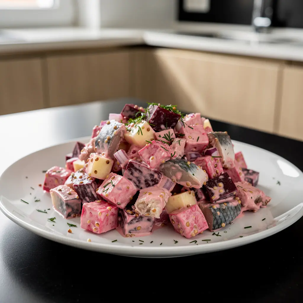 Sałatka śledziowa z burakiem i jabłkiem