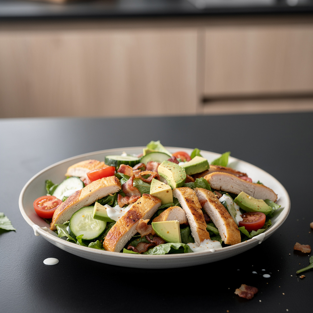Salad with Turkey, Avocado and Bacon, American-Style