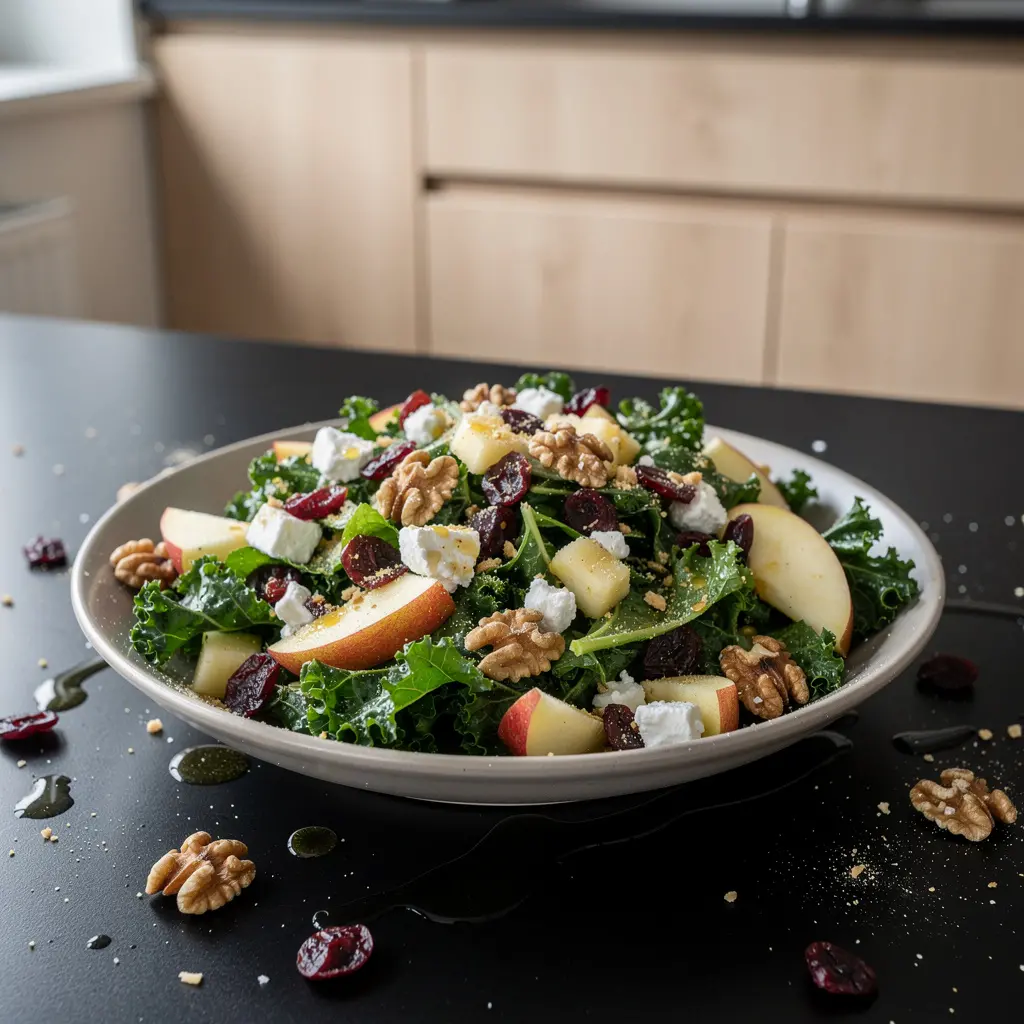 Sałatka z jarmużem, żurawiną i orzechami po amerykańsku