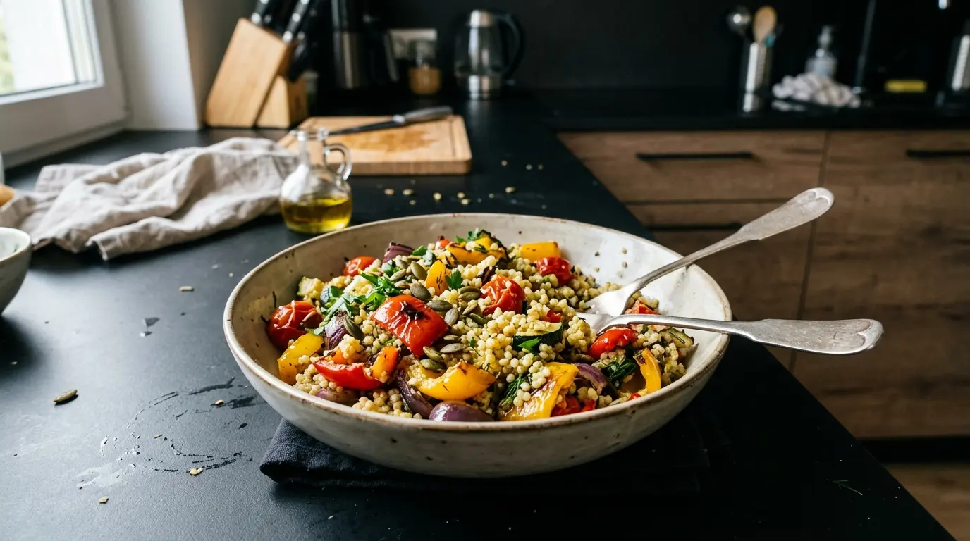 Sałatka z kaszy jaglanej z pieczonymi warzywami