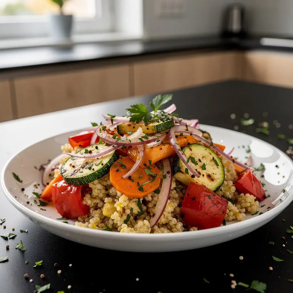 Sałatka z kaszy jaglanej z pieczonymi warzywami