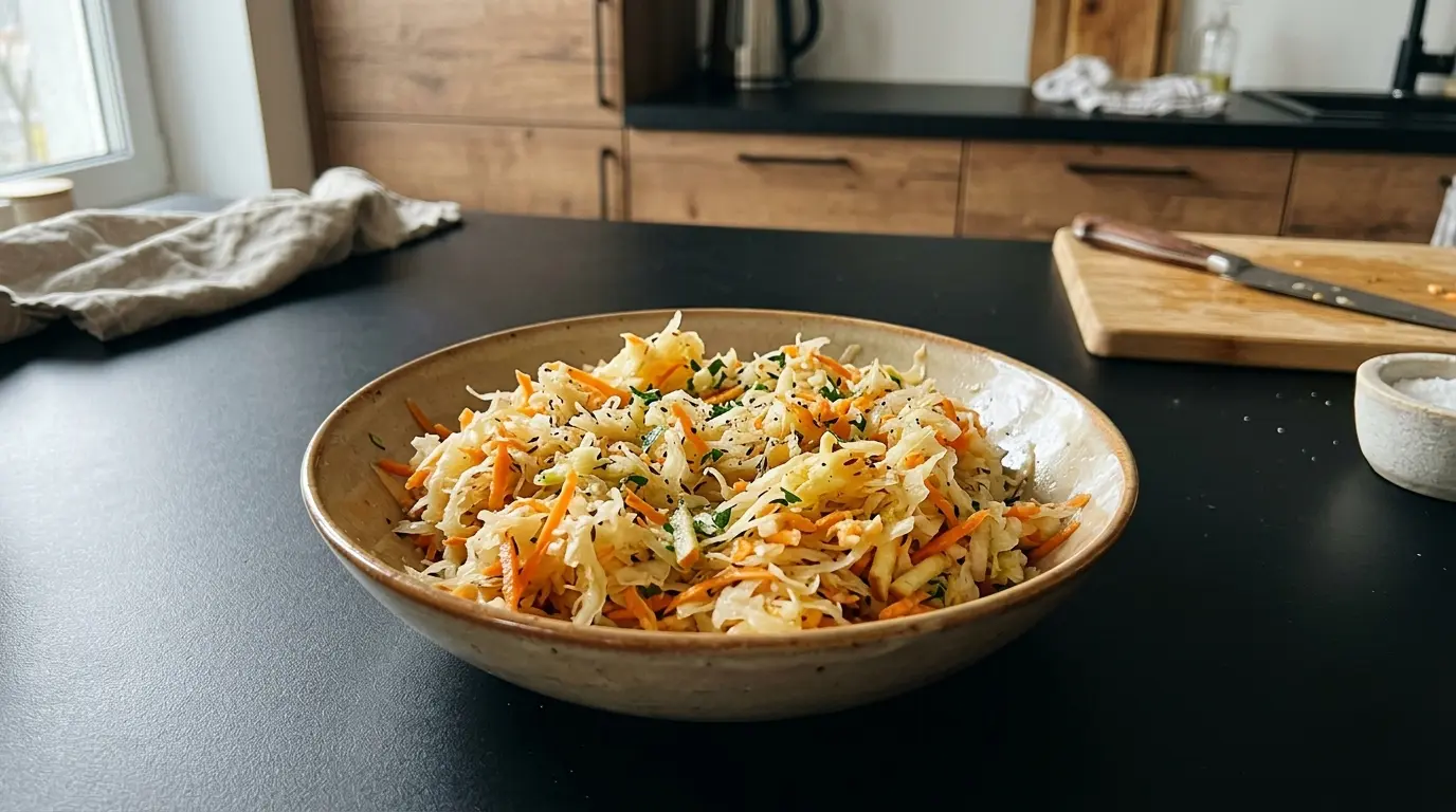 Insalata di crauti con carota e mela